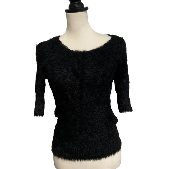 Anthropologie Knitted & Knotted Black Faux Knit Sweater. Like new! S - Picture 2 of 11